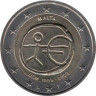  Мальта. 2 евро 2009 год. 10 лет монетарной политики ЕС (EMU) и введения евро. 