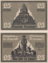 Бона. Германия. Кевелар 25 пфеннигов 1921 год. Нотгельд. (XF)