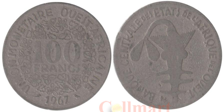  Западная Африка (BCEAO). 100 франков 1967 год. Пилорылый скат. 