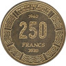  Чад. 250 франков 2020 год. 60 лет независимости. Горилла. 