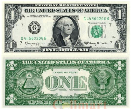  Бона. США 1 доллар 1963 год. Джордж Вашингтон. (Пресс) 