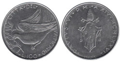 Ватикан. 100 лир 1976 год. Голубь.