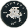  Литва. 10 евро 2017 год. Литовская гончая и Жемайтская лошадь. 