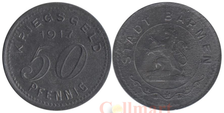  Германия. Бармен. 50 пфеннигов 1917 год. Нотгельд. 