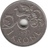  Норвегия. 1 крона 1997 год. Птица в винограднике. 
