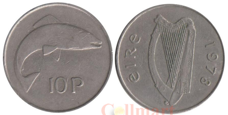  Ирландия. 10 пенсов 1978 год. Лосось. 