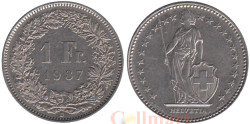 Швейцария. 1 франк 1987 год. Гельвеция. (В)