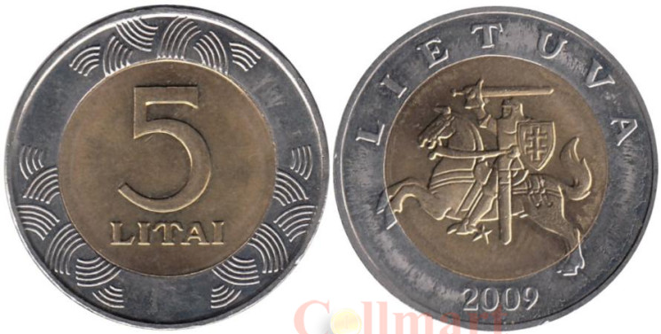  Литва. 5 лит 2009 год. 