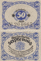 Бона. Германия. Глаухау 50 пфеннигов 1919 год. Нотгельд. (XF)
