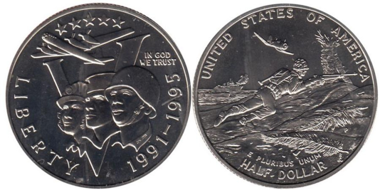  США. 1/2 доллара 1993 год. 50 лет победы во Второй Мировой войне. (Р) (BU) 