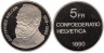  Швейцария. 5 франков 1990 год. 100 лет со дня смерти Готфрида Келлера. 