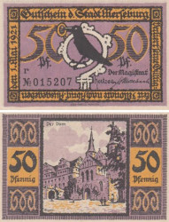Бона. Германия. Мерзебург 50 пфеннигов 1921 год (серия r). Нотгельд. (XF)