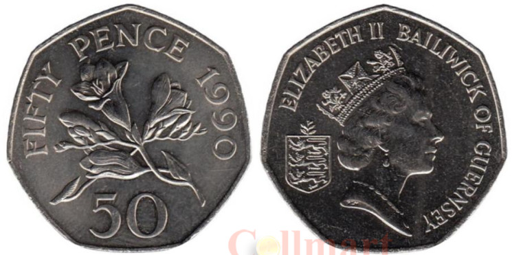  Гернси. 50 пенсов 1990 год. Цветы. 