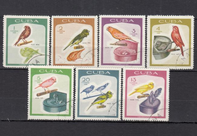  Набор марок. Куба 1968 год. Канарейки. Разведение птиц. (7 марок, гашёные) 