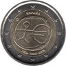  Испания. 2 евро 2009 год. 10 лет монетарной политики ЕС (EMU) и введения евро. 