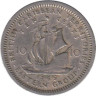  Восточные Карибы. 10 центов 1955 год. Галеон "Золотая лань". 