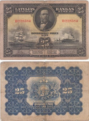 Бона. Латвия 25 латов 1928 год. Кришьянис Валдемарс. (F)
