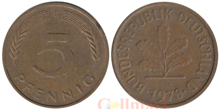  ФРГ. 5 пфеннигов 1978 год. (G) 