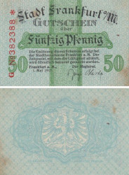 Бона. Германия. Франкфурт-на-Майне 50 пфеннигов 1917 год. Нотгельд. (VF)