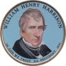  США. 1 доллар 2009 год. 9-й президент Уильям Генри Гаррисон (1841). цветное покрытие. 