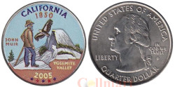США. 25 центов 2005 год. Квотер штата Калифорния. цветное покрытие (P).