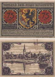 Бона. Германия (Польша). Нойштеттин (Щецинек) 75 пфеннигов 1921 год. Нотгельд. (XF)