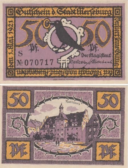  Бона. Германия. Мерзебург 50 пфеннигов 1921 год (серия S). Нотгельд. (XF) 