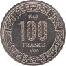  Чад. 100 франков 2020 год. 60 лет независимости. Газель. 