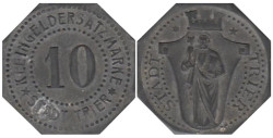 Германия. Трир. 10 пфеннигов 1917 год. Нотгельд, 8-угольник.