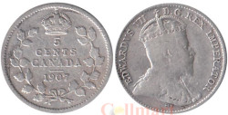Канада. 5 центов 1907 год. Король Эдуард VII.