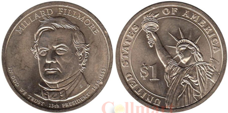  США. 1 доллар 2010 год. 13-й президент  Миллард Филлмор (1850-1853). (P) 