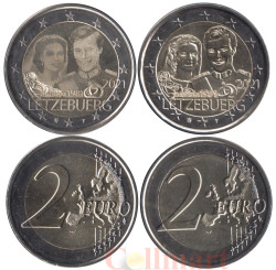 Люксембург. 2 евро 2021 год. 40 лет со дня бракосочетания Великого Герцога Анри и Великой Герцогини Марии-Терезы. (2 монеты)