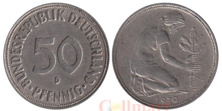  ФРГ. 50 пфеннигов 1970 год. (D) 