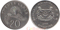 Сингапур. 20 центов 2007 год. Каллиандра.
