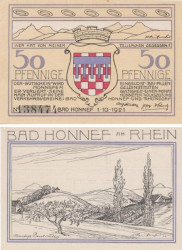 Бона. Германия. Бад-Хоннеф 50 пфеннигов 1921 год. Холмы. Нотгельд. (XF)