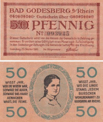 Бона. Германия. Бад-Годесберг 50 пфеннигов 1920 год. Нотгельд. (XF)