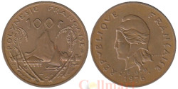 Французская Полинезия. 100 франков 1976 год. Прибрежный пейзаж.