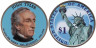  США. 1 доллар 2009 год. 10-й президент Джон Тайлер (1841-1845). цветное покрытие. 