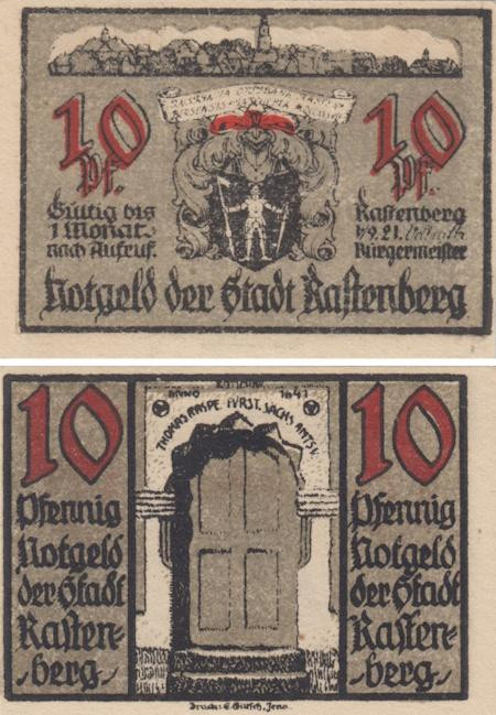  Бона. Германия. Растенберг 10 пфеннигов 1921 год. Нотгельд. (VF) 