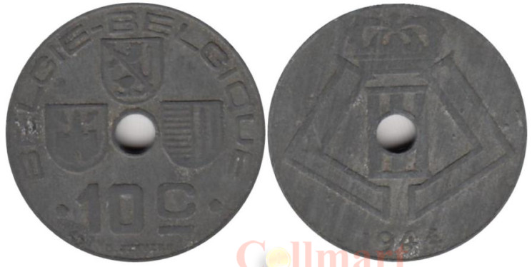  Бельгия. 10 сантимов 1944 год. BELGIE - BELGIQUE 