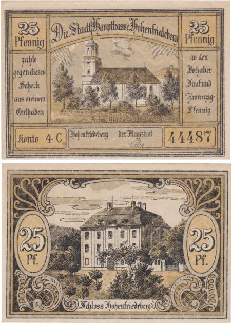  Бона. Германия (Польша). Гогенфридберг (Добромеж) 25 пфеннигов без года (серия 4 С). Нотгельд. (XF) 