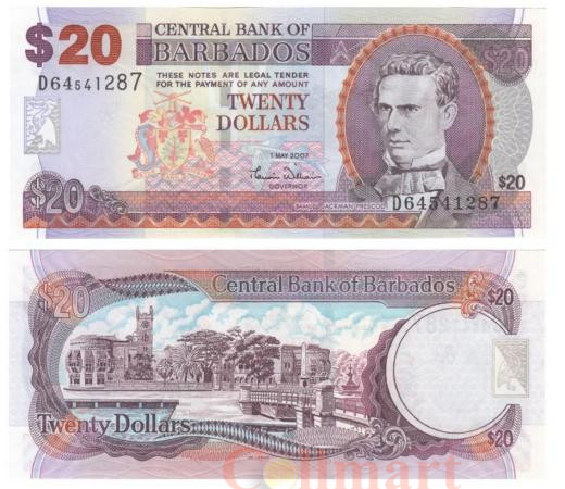  Бона. Барбадос 20 долларов 2007 год. Самуэль Джексон Прескод. (Пресс) 