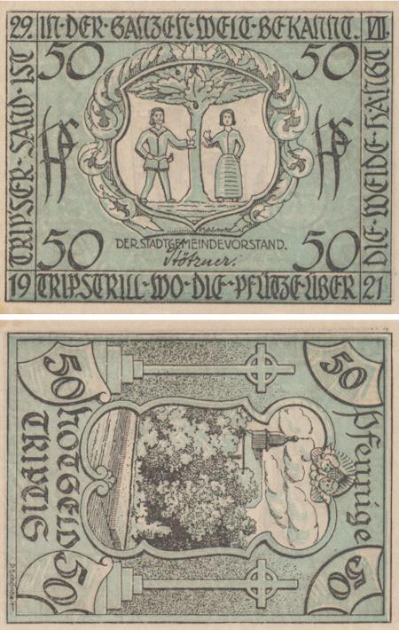  Бона. Германия. Триптис 50 пфеннигов 1921 год (вариант 1). Нотгельд. (XF) 