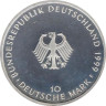  Германия (ФРГ). 10 марок 1999 год. 50 лет Немецкой Конституции. (D) (Proof) 