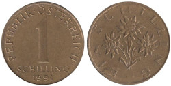 Австрия. 1 шиллинг 1991 год.