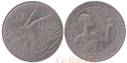 Центральная Африка (BEAC). 500 франков 1977 год. Антилопа. Женщина. (E - Камерун)