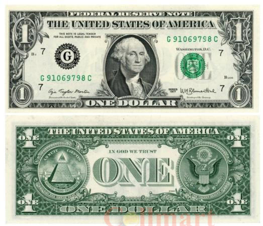  Бона. США 1 доллар 1977 год. Джордж Вашингтон. (Пресс) 
