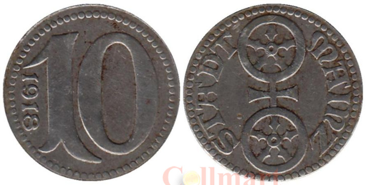  Германия. Майнц. 10 пфеннигов 1918 год. Нотгельд. 