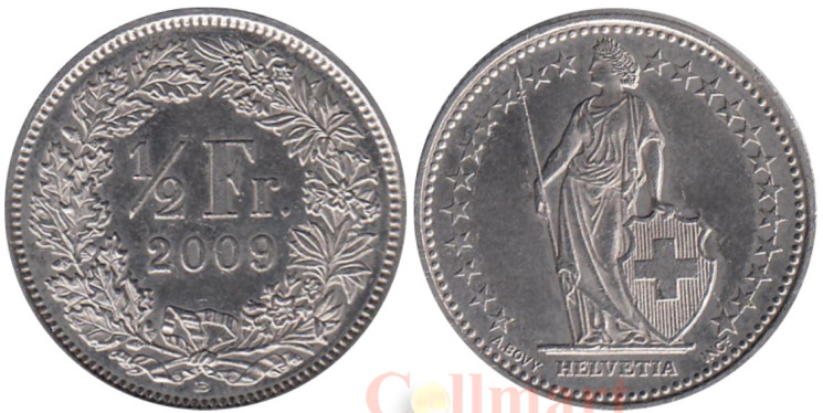  Швейцария. 1/2 франка 2009 год. Гельвеция. 