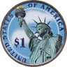  США. 1 доллар 2009 год. 11-й президент Джеймс Нокс Полк (1845-1849). цветное покрытие. 